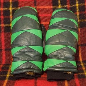 Vintage Leather Ski Gloves Mittens Mens S/M